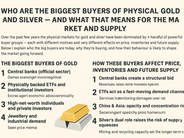 Who are the biggest buyers of physical gold and silver and what that means for the market and supply