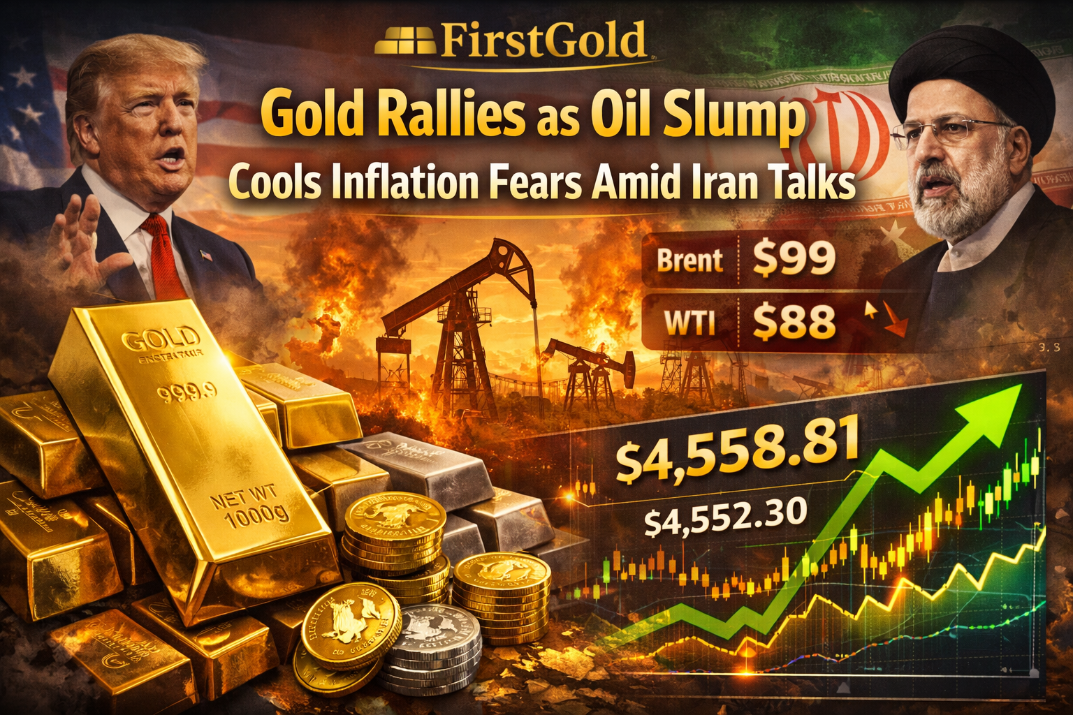 Gold Rallies as Oil Slump Cools Inflation Fears Amid Iran Talks - FirstGold