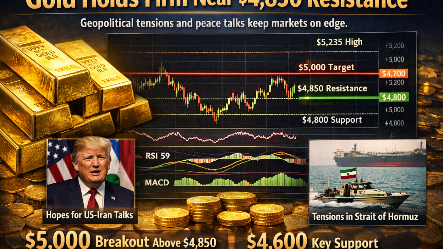 Gold Holds Firm Near Record Highs as $4,850 Becomes the Battleground