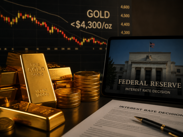 Gold Falls Below $4,300 as Fed Holds Rates Steady, but 2026 Rate Hike Risks Return