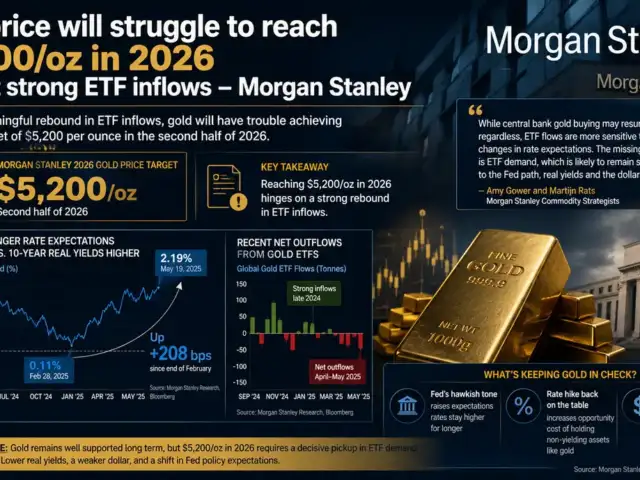 Gold price will struggle to reach $5,200/oz in 2026 without strong ETF inflows – Morgan Stanley