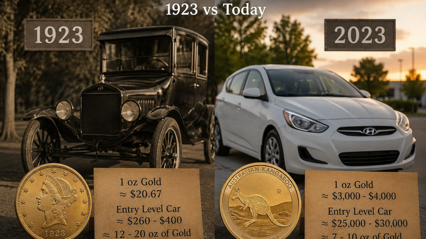 The value of one ounce of gold in 1923
