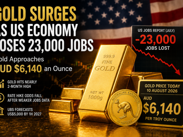 Gold Surges as US Economy Loses 23,000 Jobs — Gold Approaches AUD $6,140 an Ounce