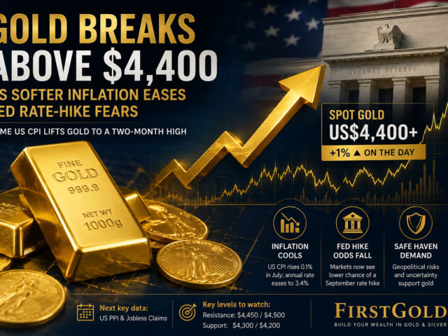 Gold Breaks Above US$4,400 as Softer Inflation Eases Fed Rate-Hike Fears