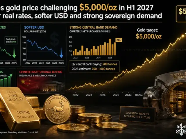 UBS sees gold price challenging $5,000/oz in H1 2027 on lower real rates, softer USD and strong sovereign demand