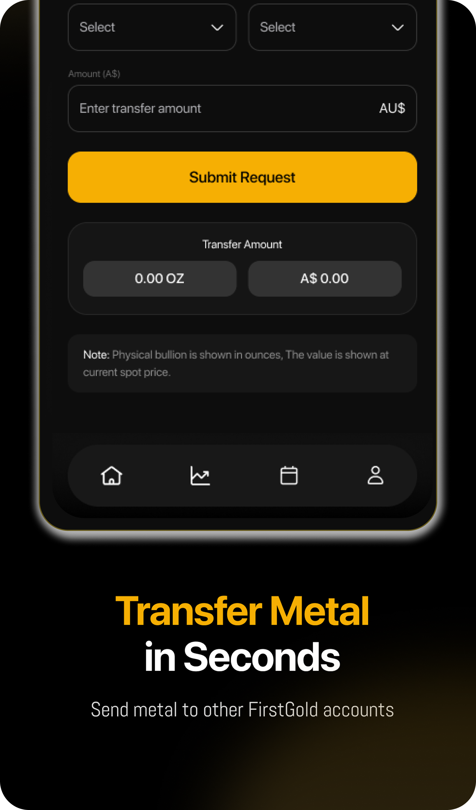 Transfer metal between FirstGold accounts in seconds