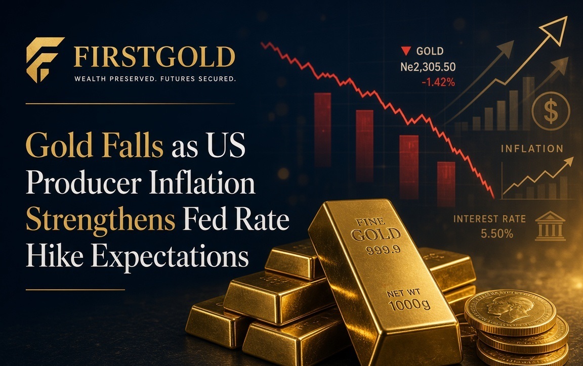 Gold Falls as US Producer Inflation Strengthens Fed Rate Hike Expectations