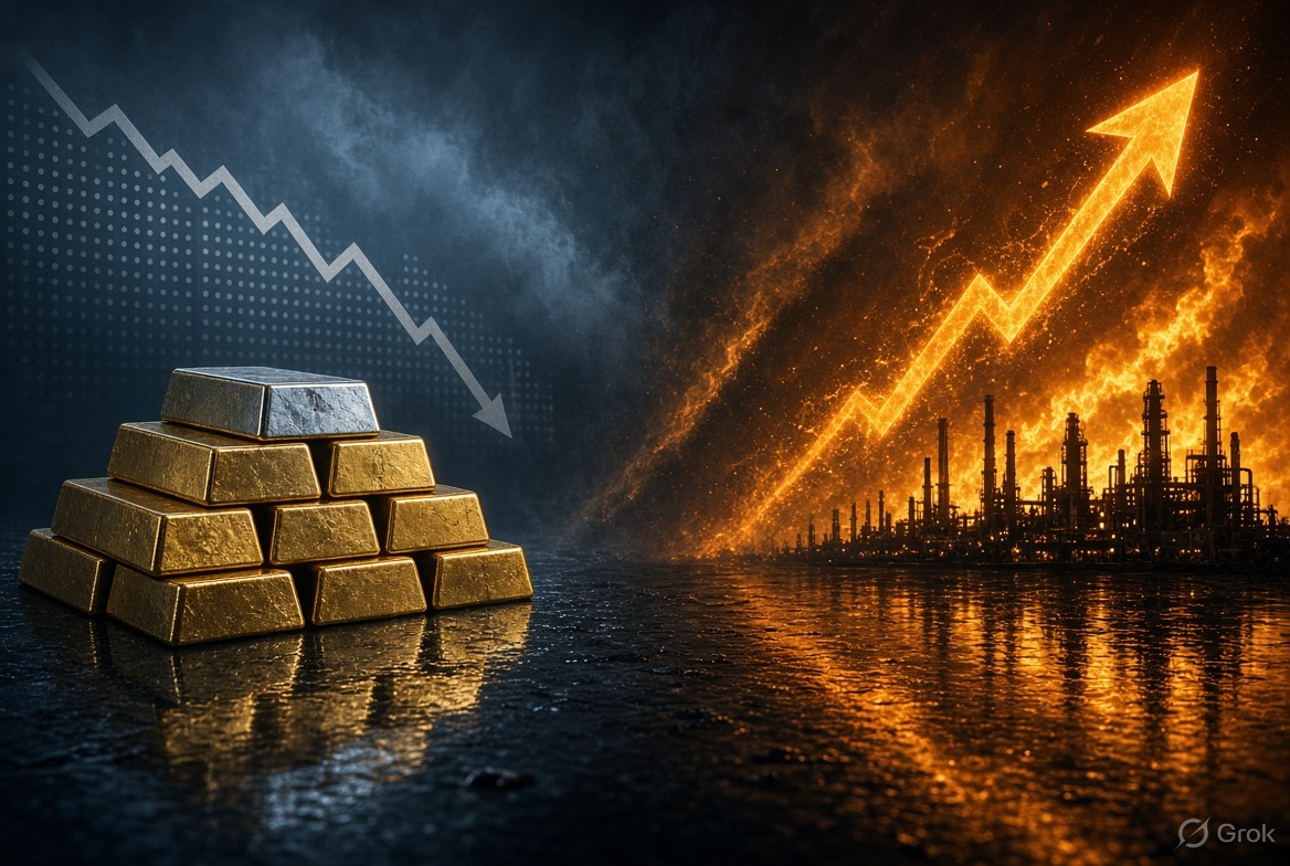 Gold Falls 2% as Oil Hits Five-Month High