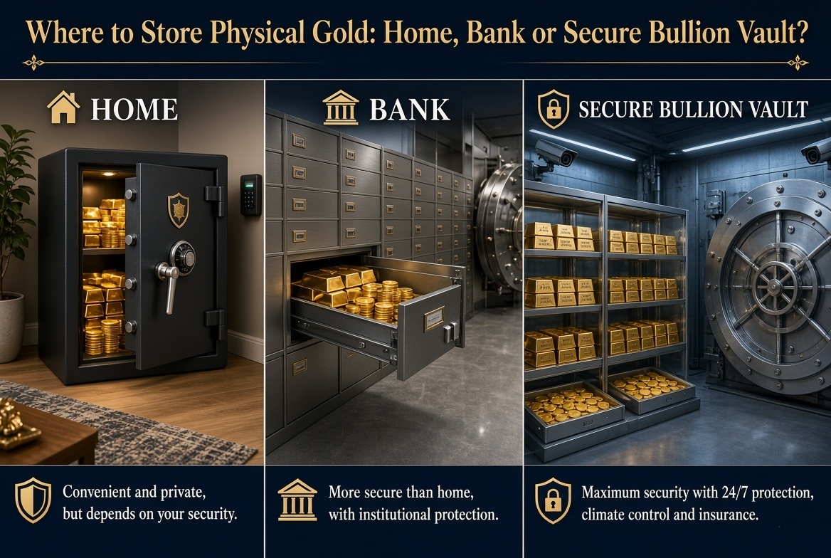 Where to Store Physical Gold Home, Bank or Secure Bullion Vault